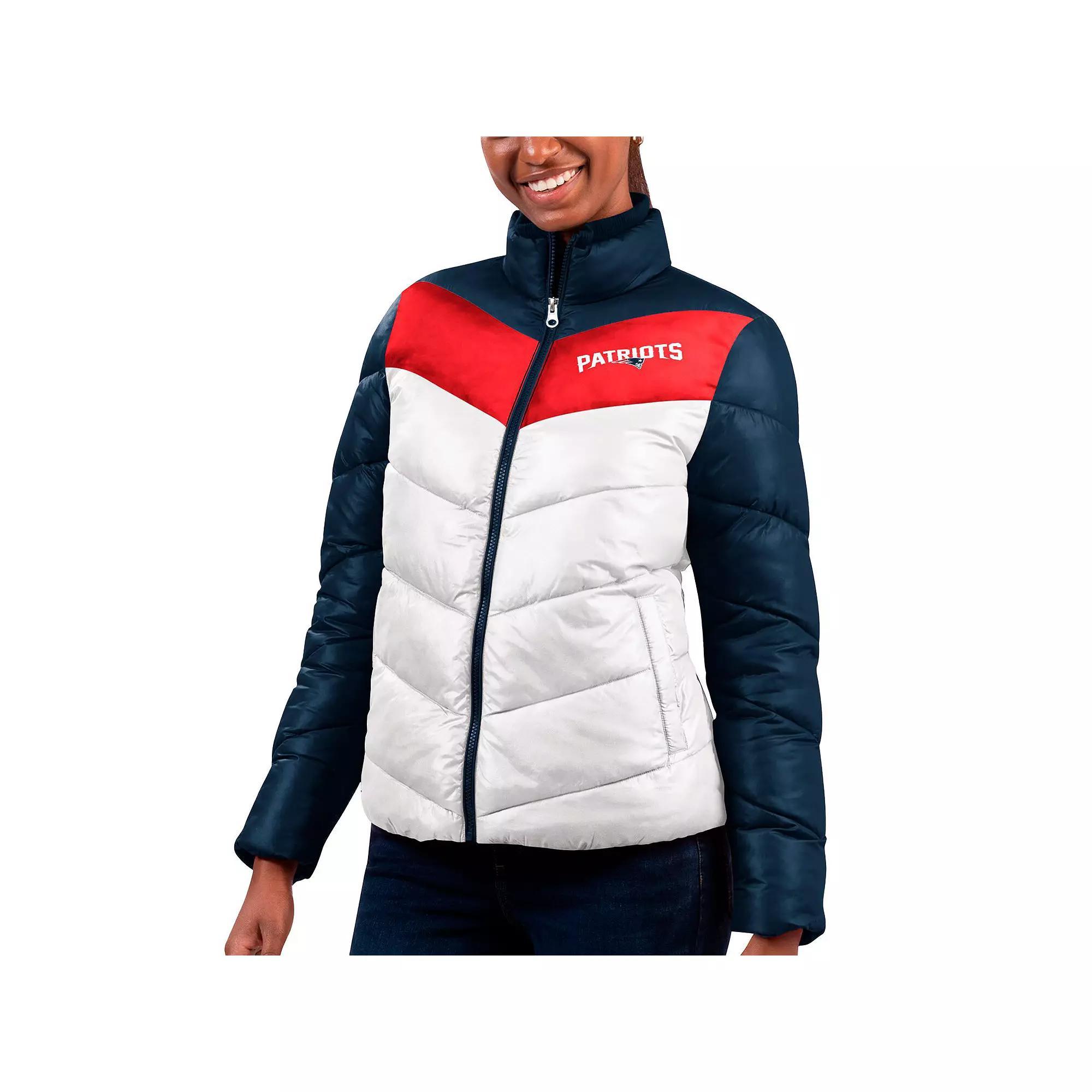 Women's G-III 4Her by Carl Banks  White/Navy New England Patriots New Star Quilted Full-Zip Jacket, Size: 2XL Product Image