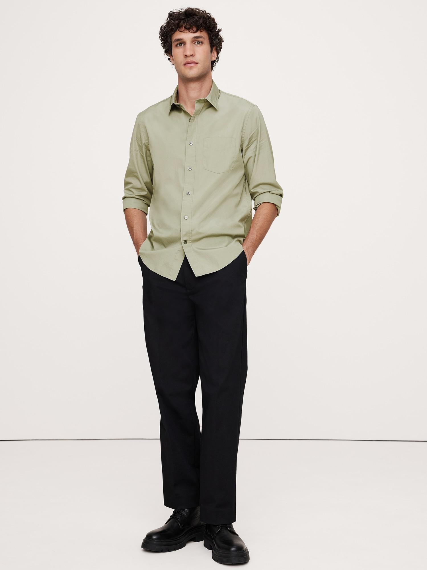 Standard-Fit Washed Cotton Poplin Shirt Product Image