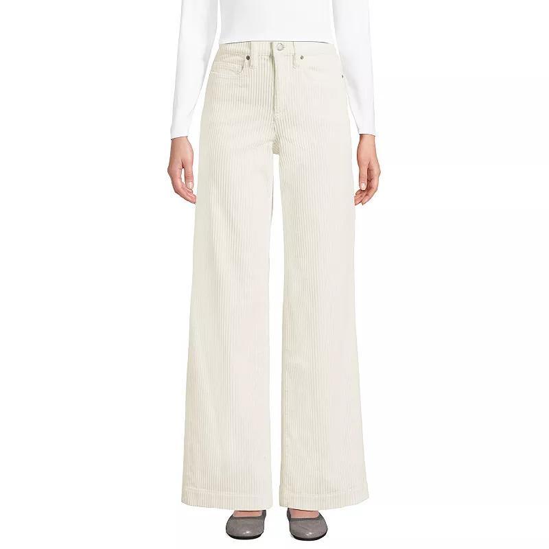 Women's Lands' End High Rise Wide Leg Corduroy Pants, Size: 16, Ivory Product Image