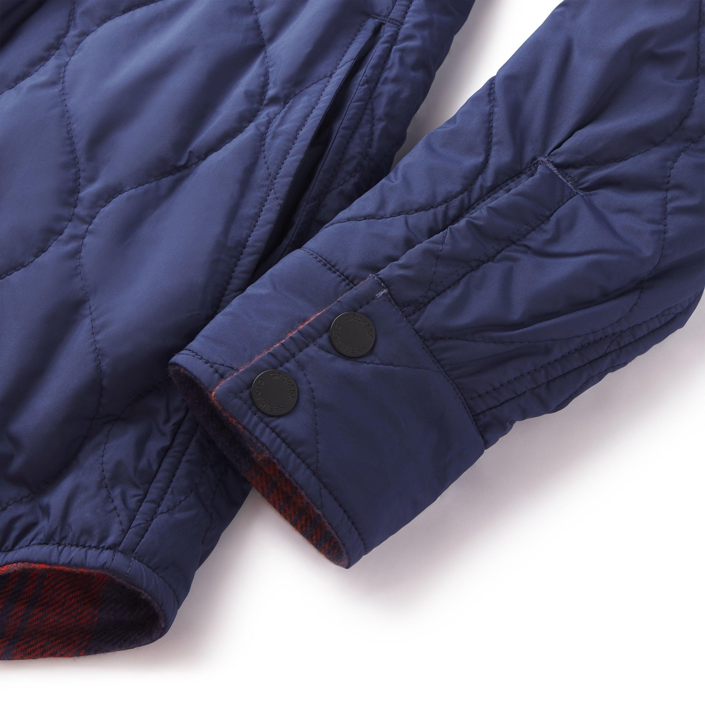 Quilted Flannel Reversible Shirt Jacket - Navy Product Image
