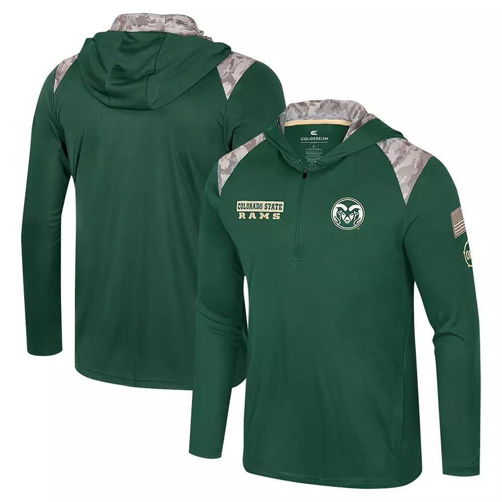 Men's Colosseum Green Colorado State Rams OHT Military Appreciation Quarter-Zip Hoodie Jacket, Size: Large Product Image