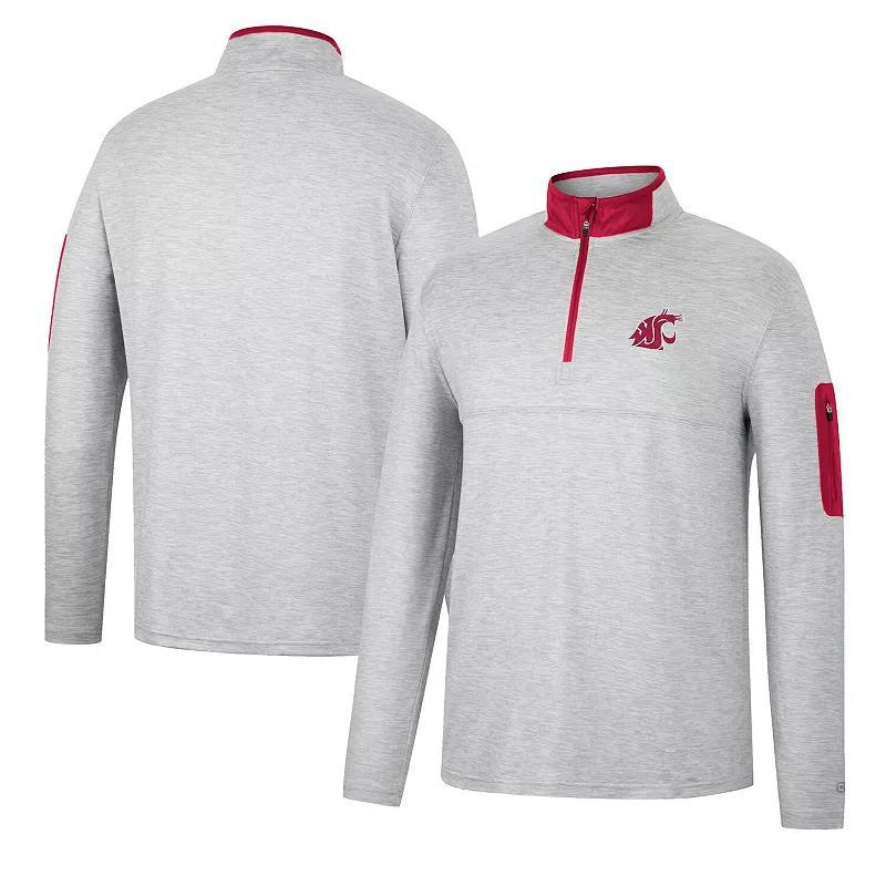 Men's Colosseum Heathered Gray/Crimson Washington State Cougars Country Club Windshirt Quarter-Zip Jacket, Size: XL, Wsc Grey Product Image