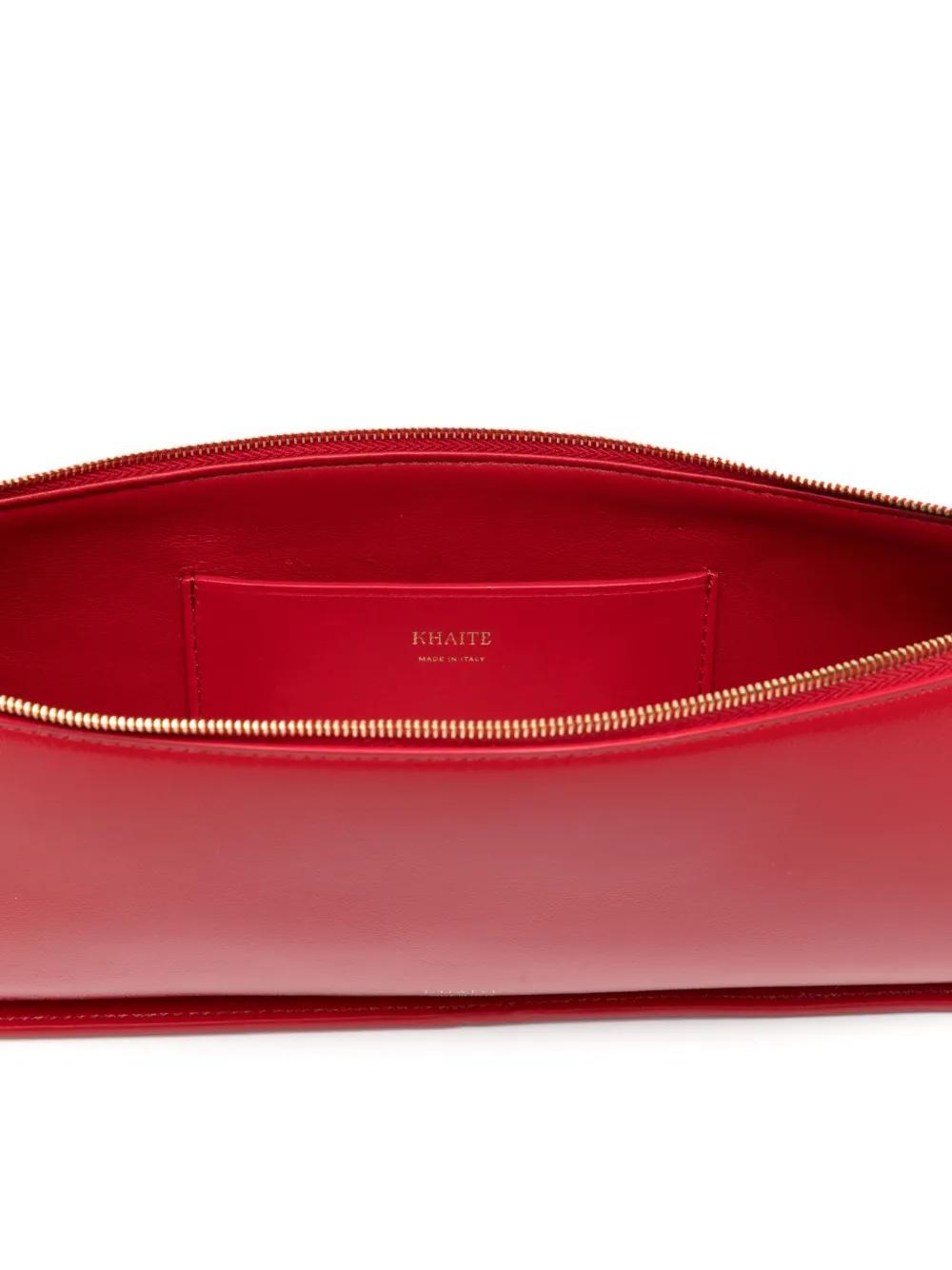 KHAITE Lori Crackle Patent Leather Shoulder Bag In Red Product Image