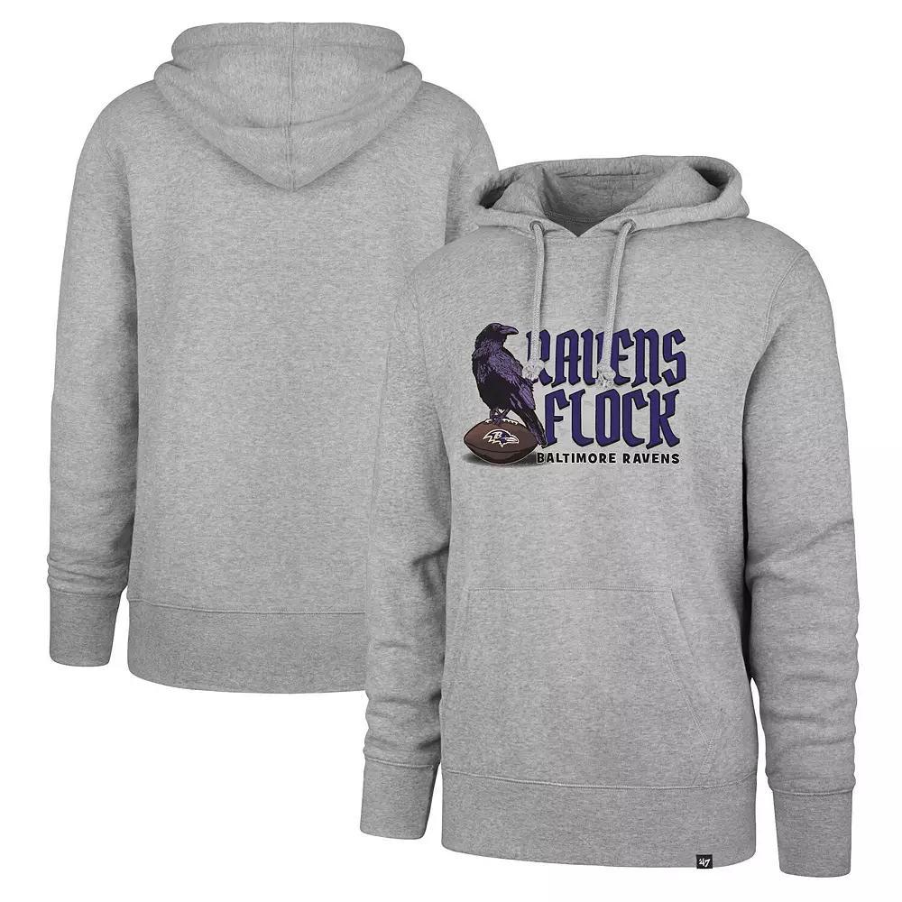 Men's '47 Gray Baltimore Ravens Regional Headline Pullover Hoodie, Size: XL, Grey Product Image