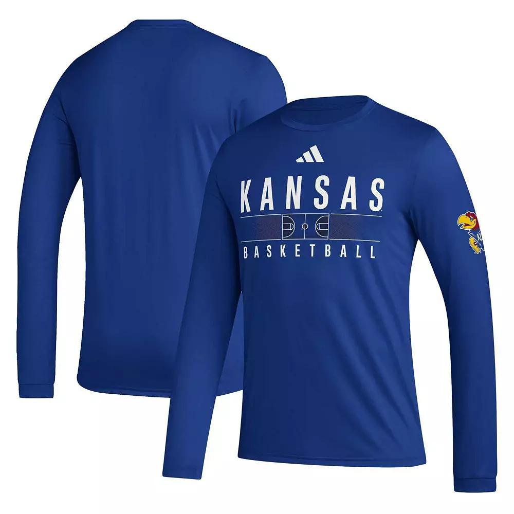 Men's adidas Royal Kansas Jayhawks Practice Basketball Pregame AEROREADY Long Sleeve T-Shirt, Size: 2XL, Blue Product Image