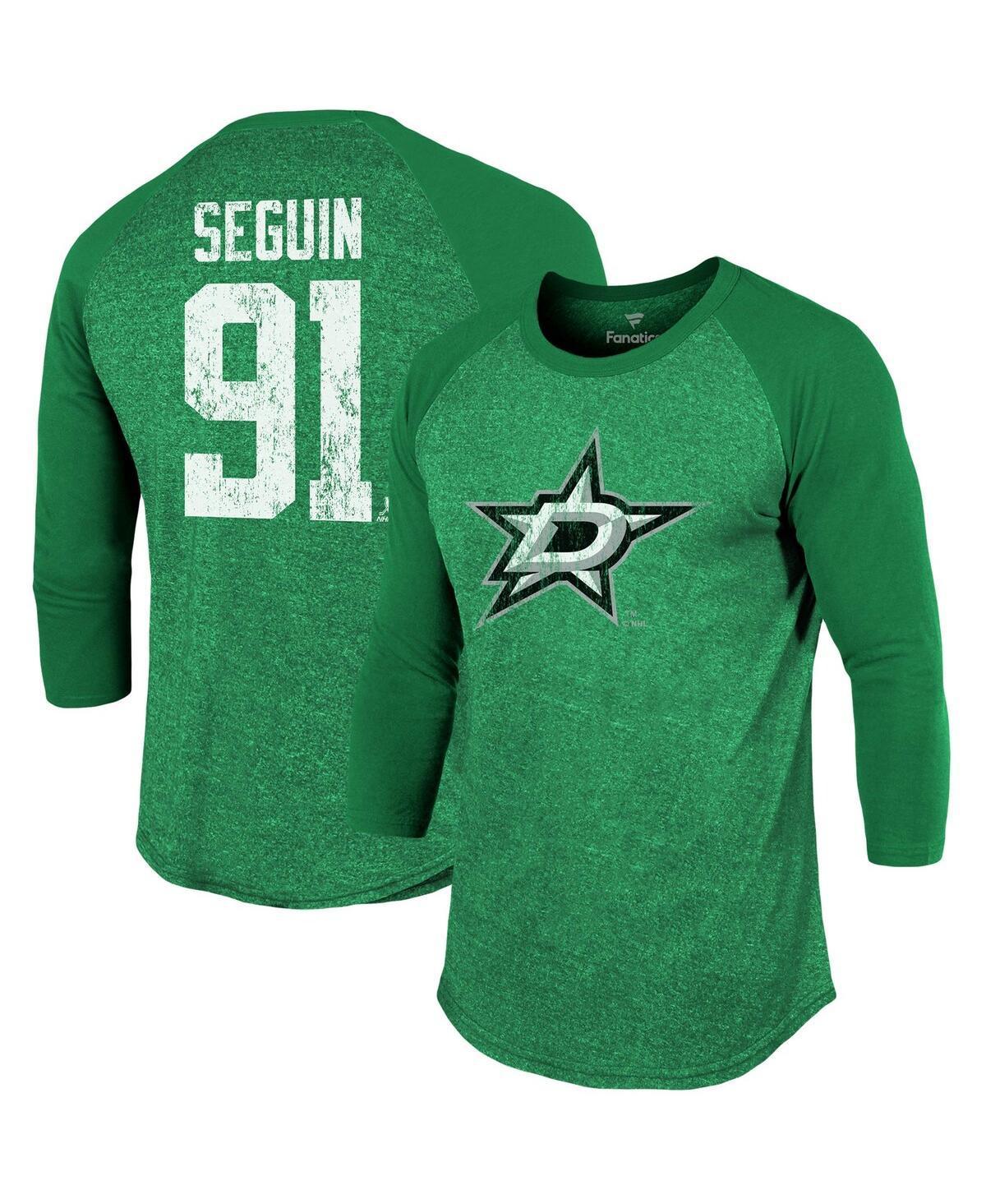 Mens Fanatics Branded Tyler Seguin Kelly Green Dallas Stars Name & Number Tri-Blend Raglan 3/4-Sleeve T-Shirt Product Image