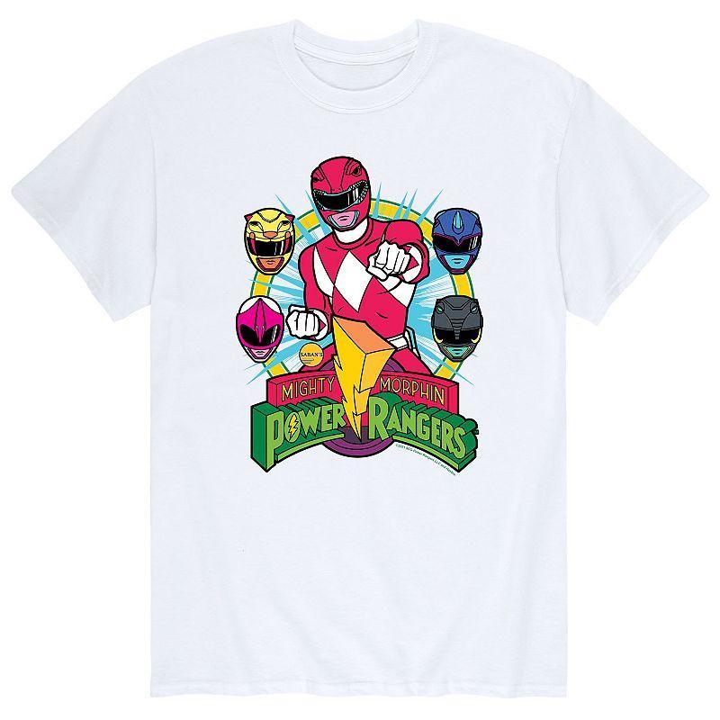 Men's Power Rangers Red Ranger Faces Tee, Size: XXL, White Product Image