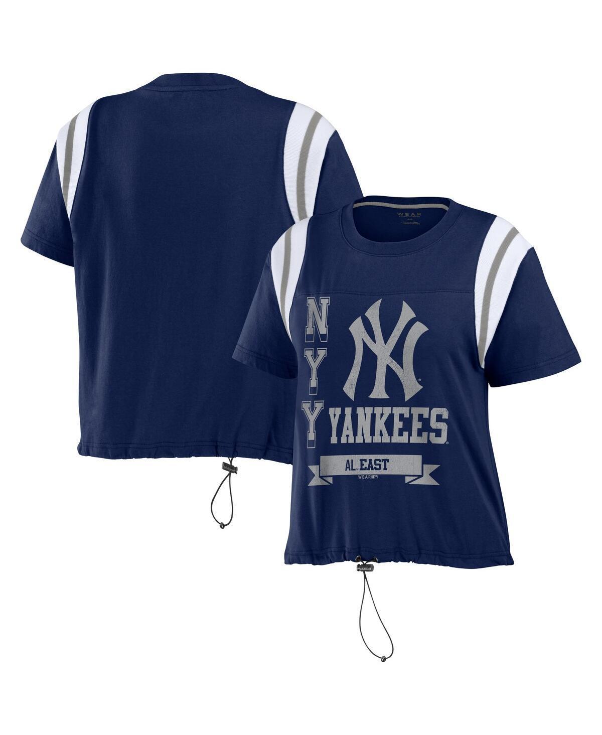 Womens WEAR by Erin Andrews New York Yankees Cinched Colorblock T-Shirt Blue Product Image