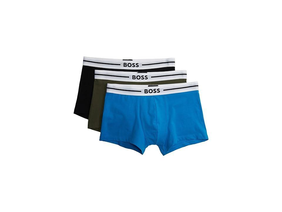 Mens Three-Pack Of Stretch-Cotton Trunks With Logo Waistbands Product Image