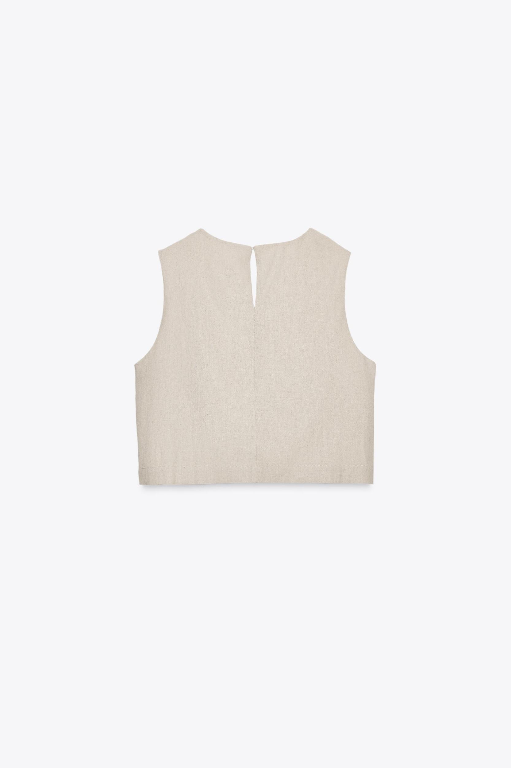 LINEN CROPPED WRAP TOP Product Image