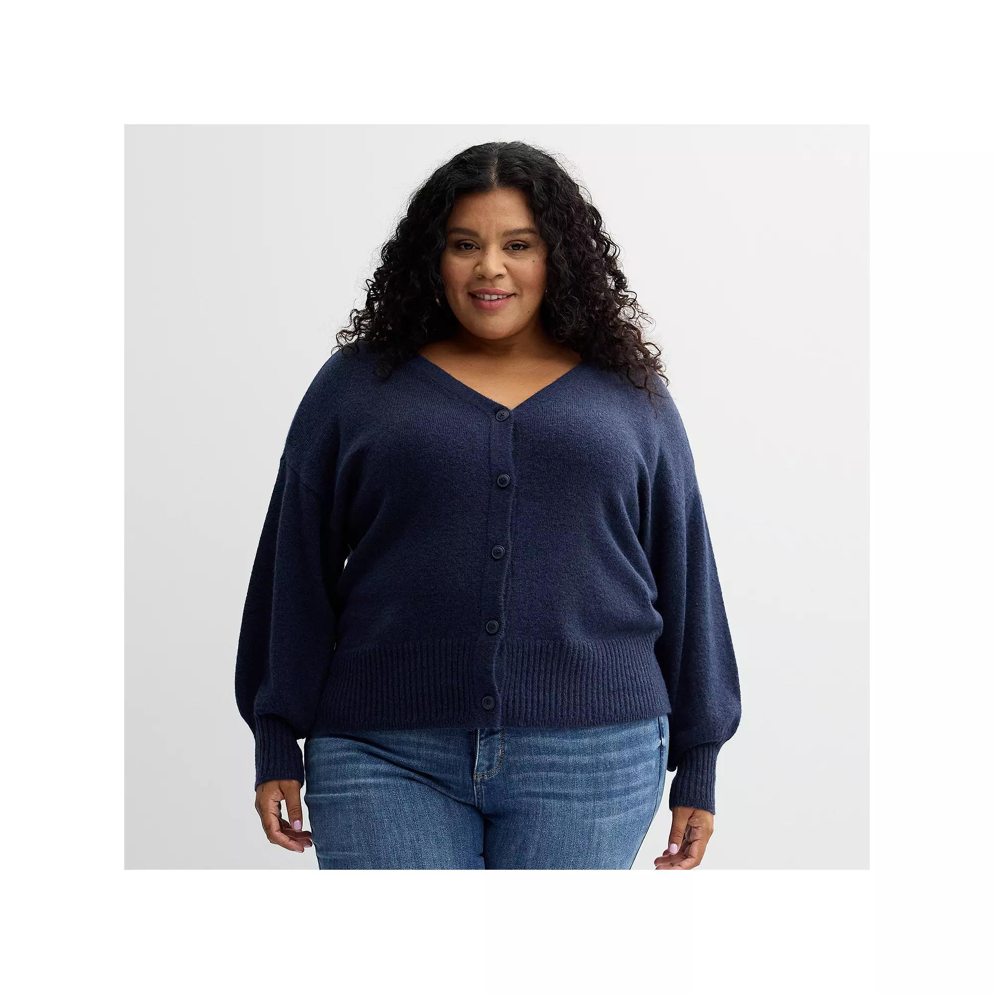 Plus Size Sonoma Goods For Life® Button-Front Cardigan, Women's, Size: 2XL, Velocity Blue Product Image