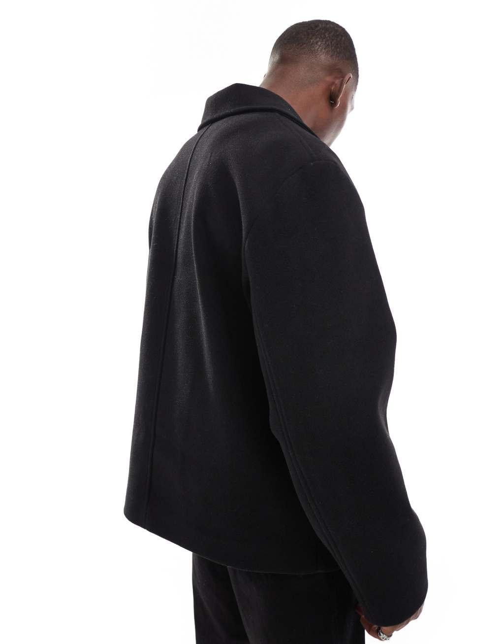 ASOS DESIGN oversized wool look jacket in black Product Image