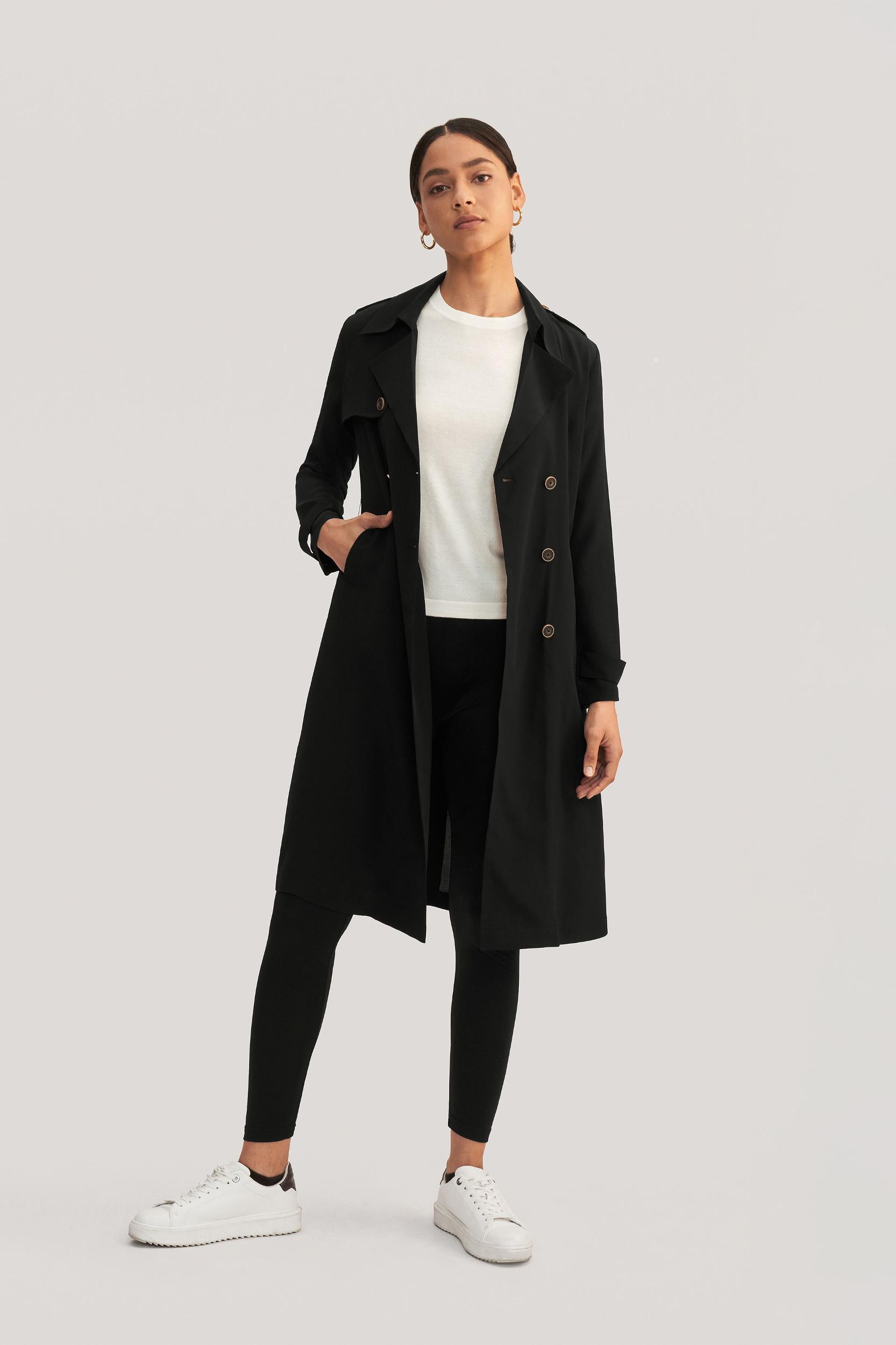 Classic Double-Breasted Silk Trench Coat Product Image