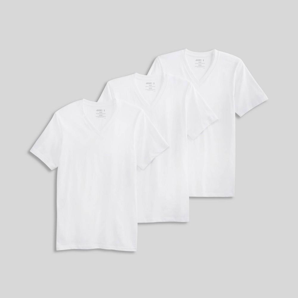 Jockey Generation Mens Stay New Cotton 3pk V-Neck T-Shirt - White Product Image