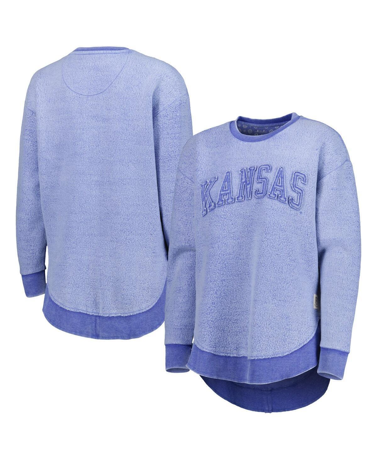 Women's Pressbox Royal Kansas Jayhawks Ponchoville Pullover Sweatshirt, Size: Medium, Blue Product Image