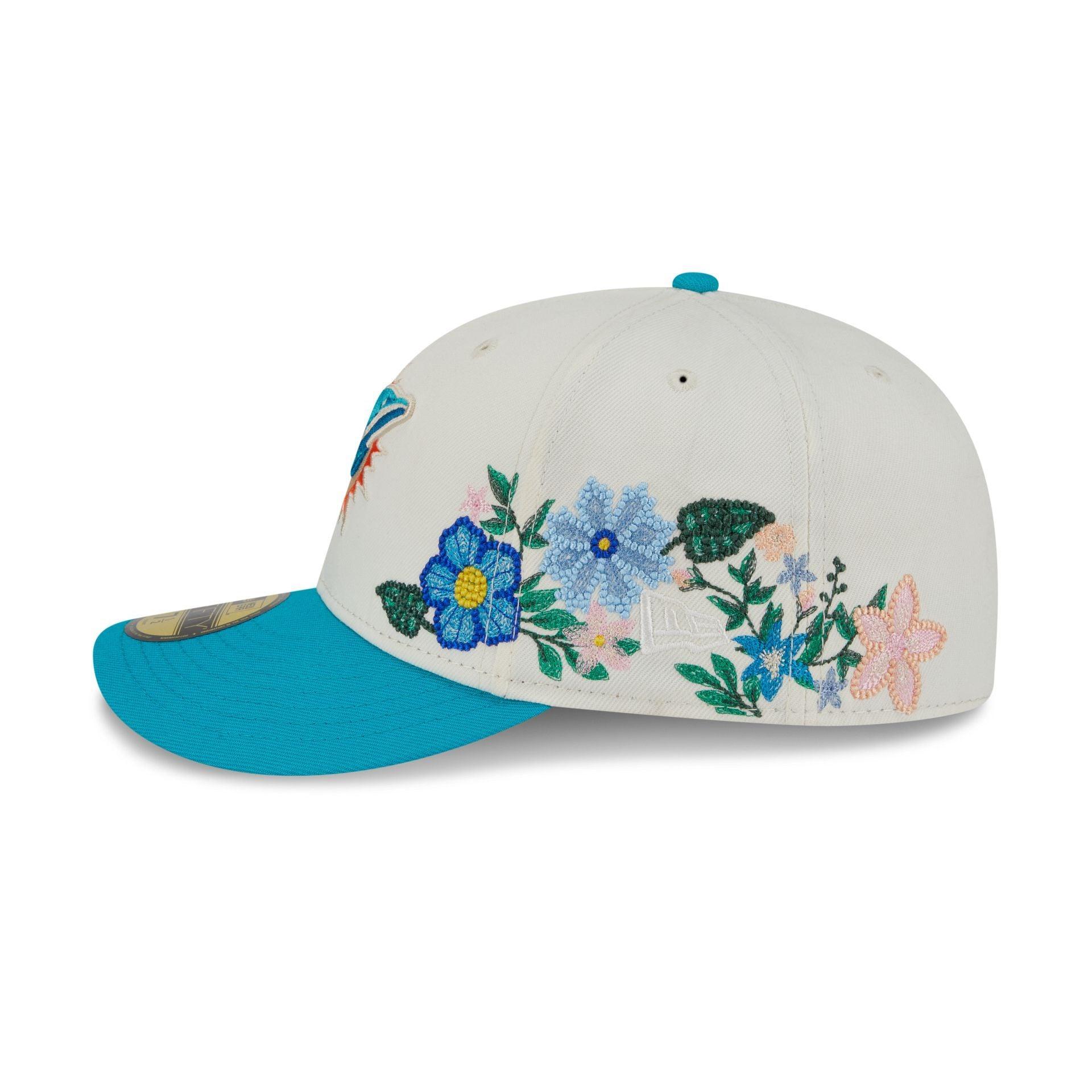 Miami Dolphins Tonal Florals White 59FIFTY Fitted Hat Male Product Image