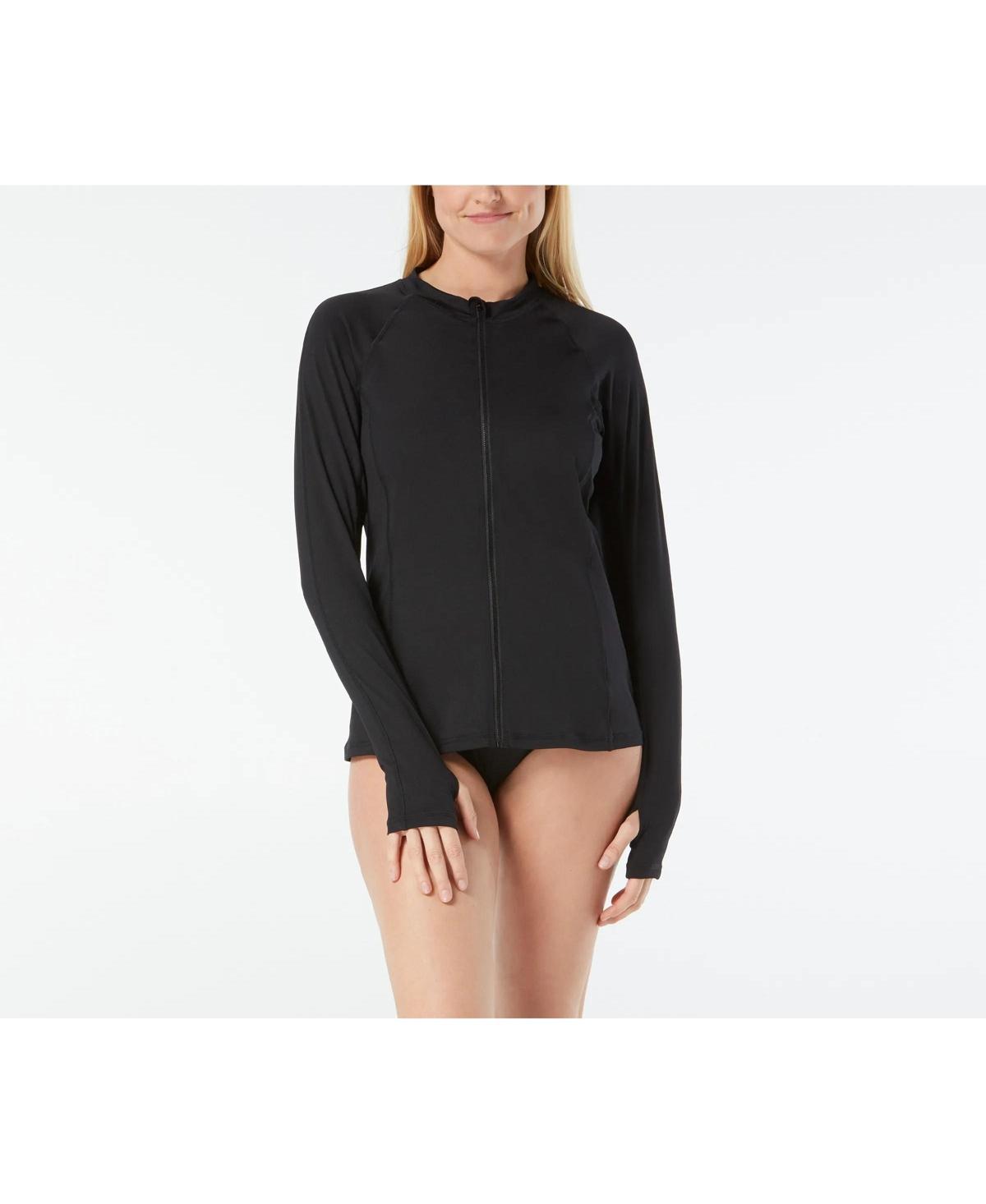 Gabar Womens Missy Solids Long Sleeve Swim Shirt Product Image