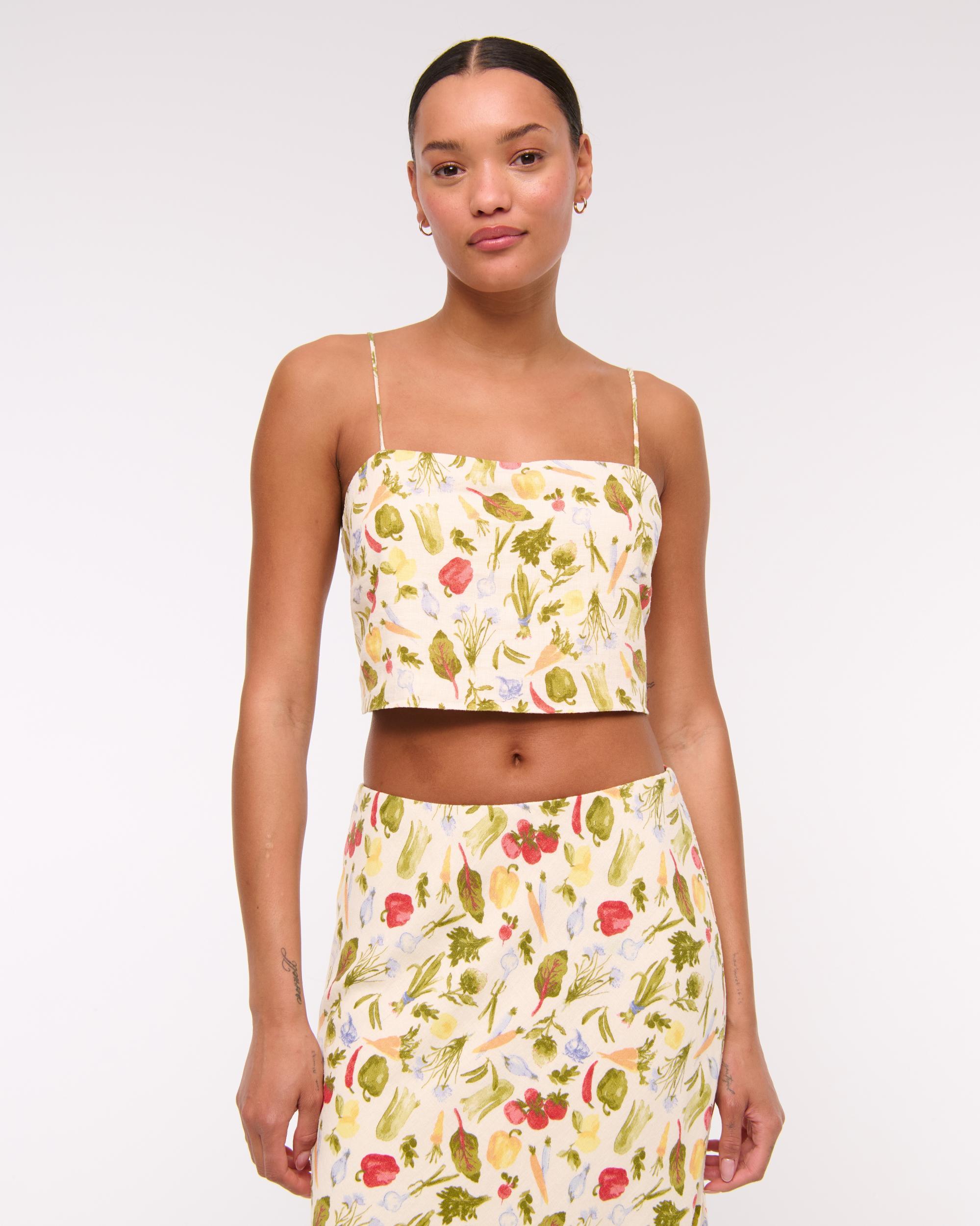 Cropped Linen-Blend Cami Product Image