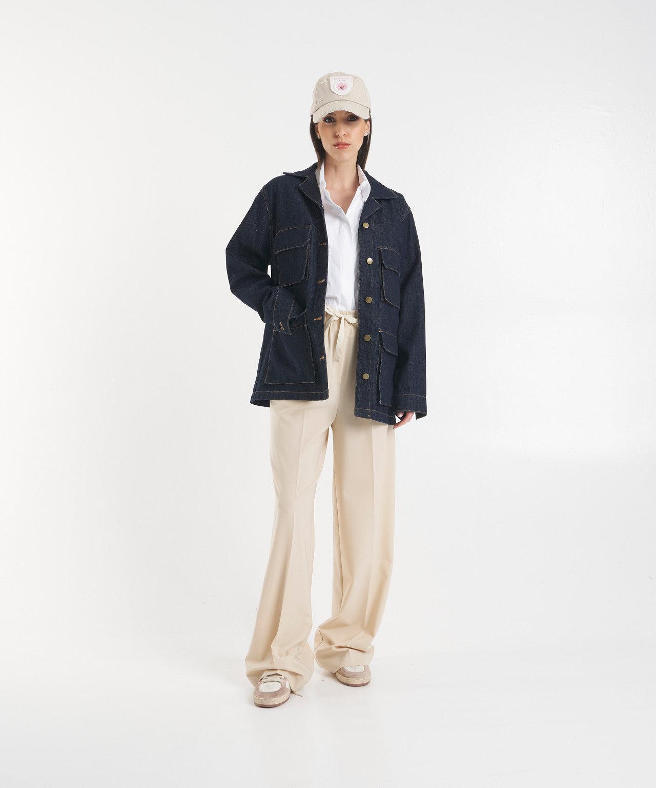 Denim jacket with flap pockets Product Image