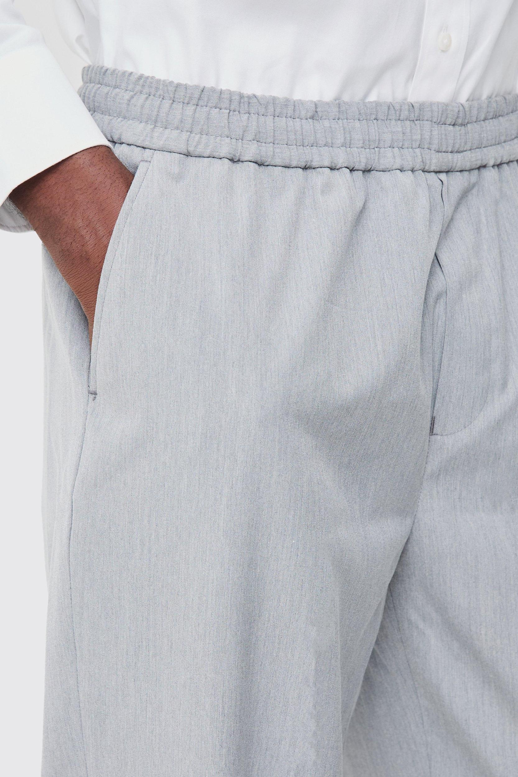 Elastic Waist Straight Fit Tailored Pants | boohooMAN USA Product Image