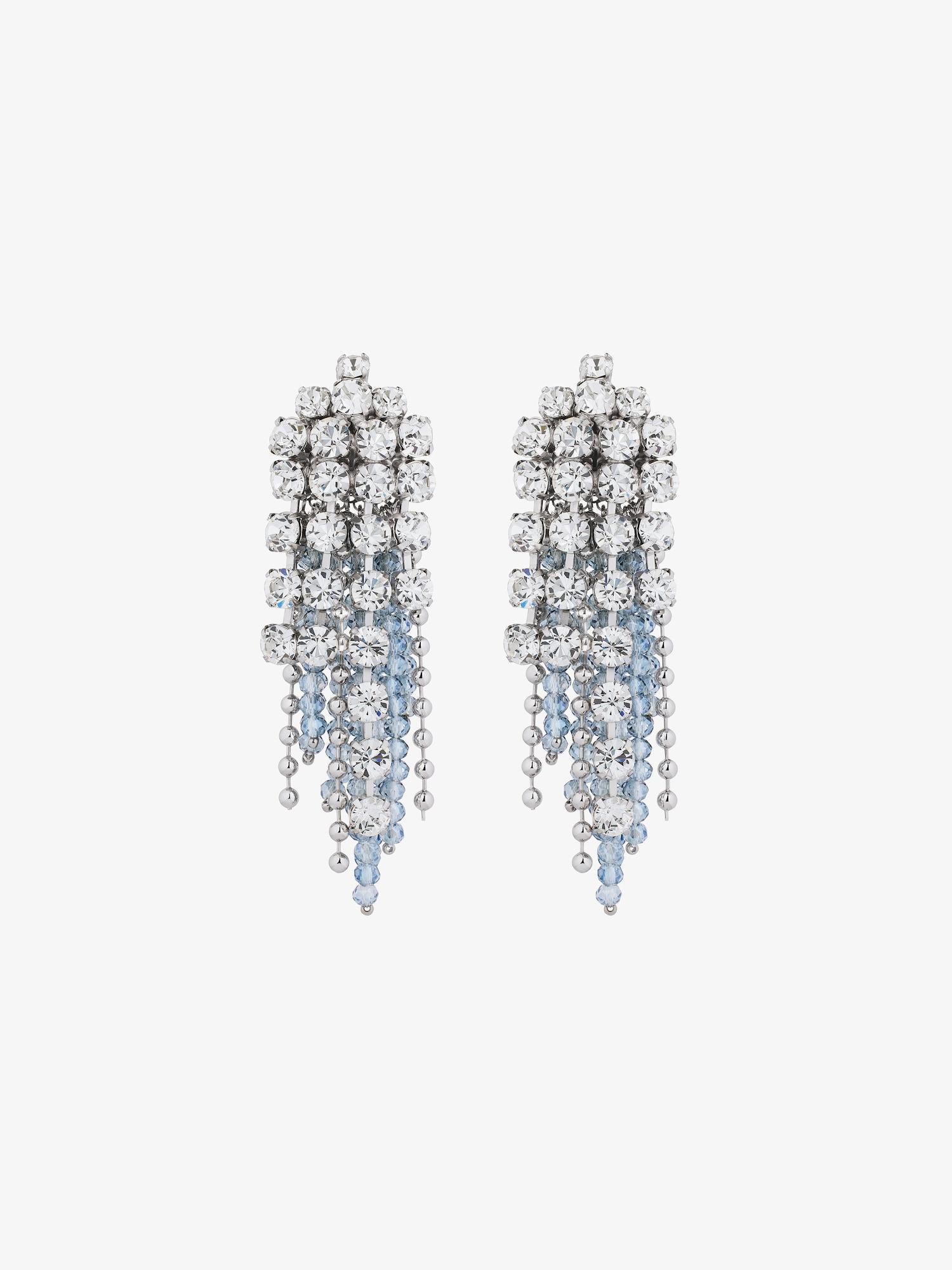 Crystal Bow earrings in metal with crystals and pearls Product Image