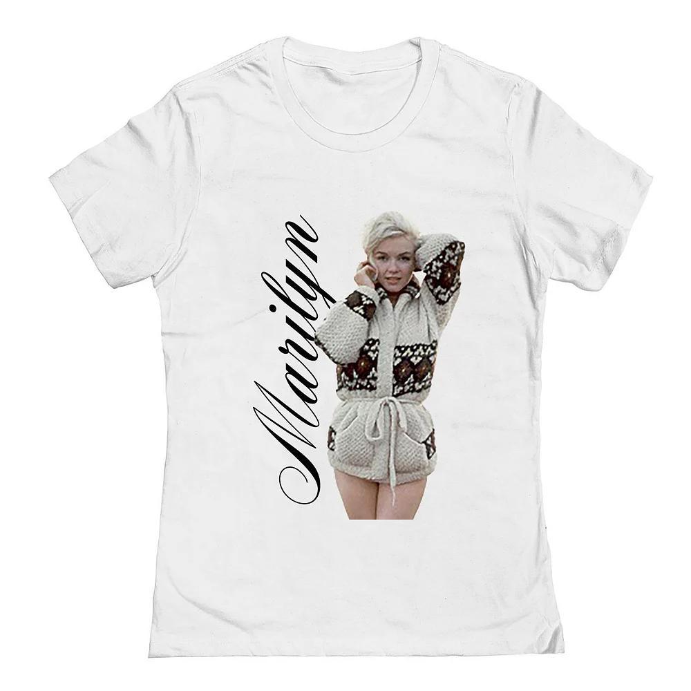Junior's Grayson Threads The Label Marilyn Monroe Beach Cut Graphic Tee, Women's, Size: XL, White Product Image