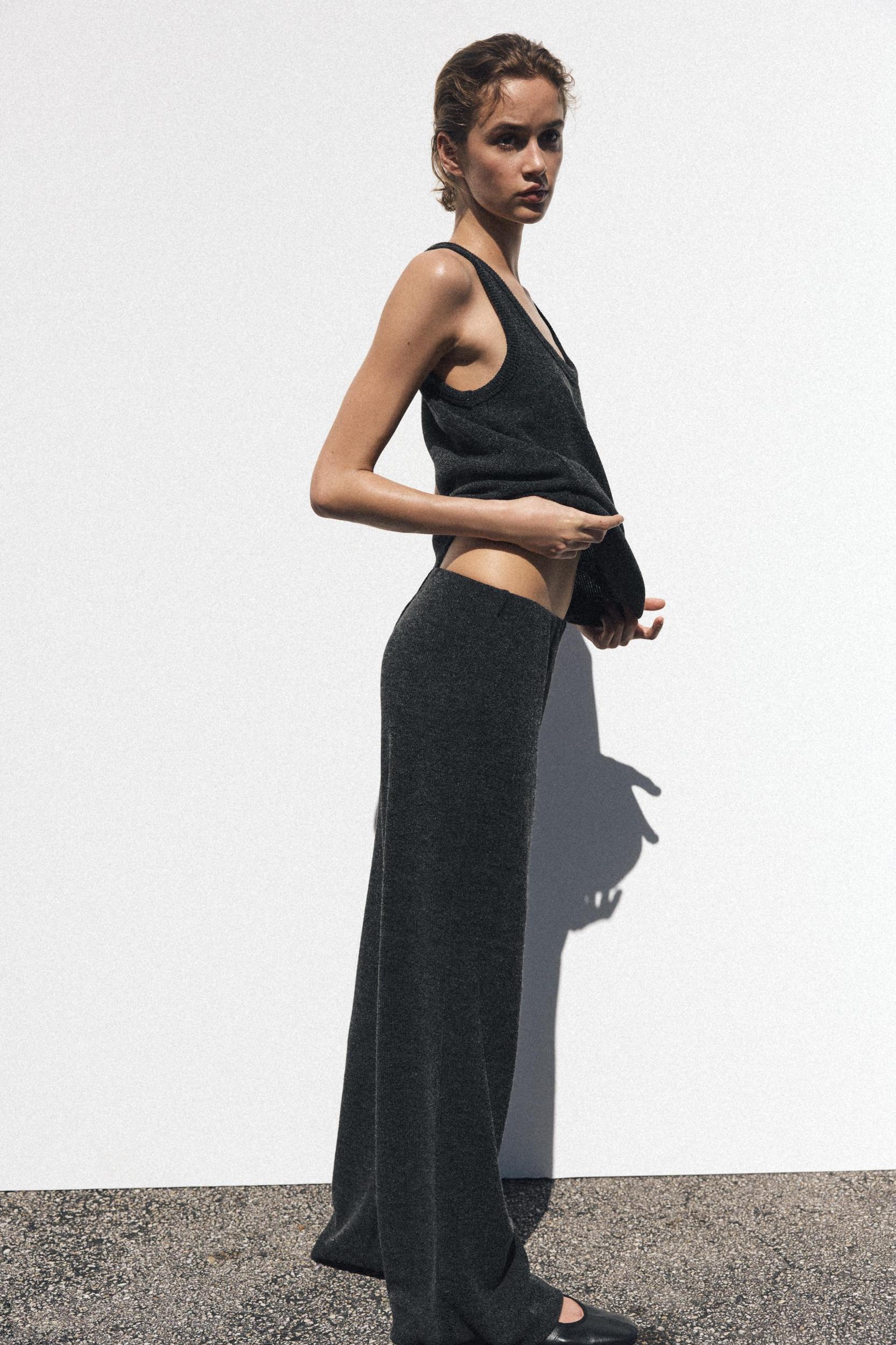 RIBBED WIDE LEG PANTS Product Image