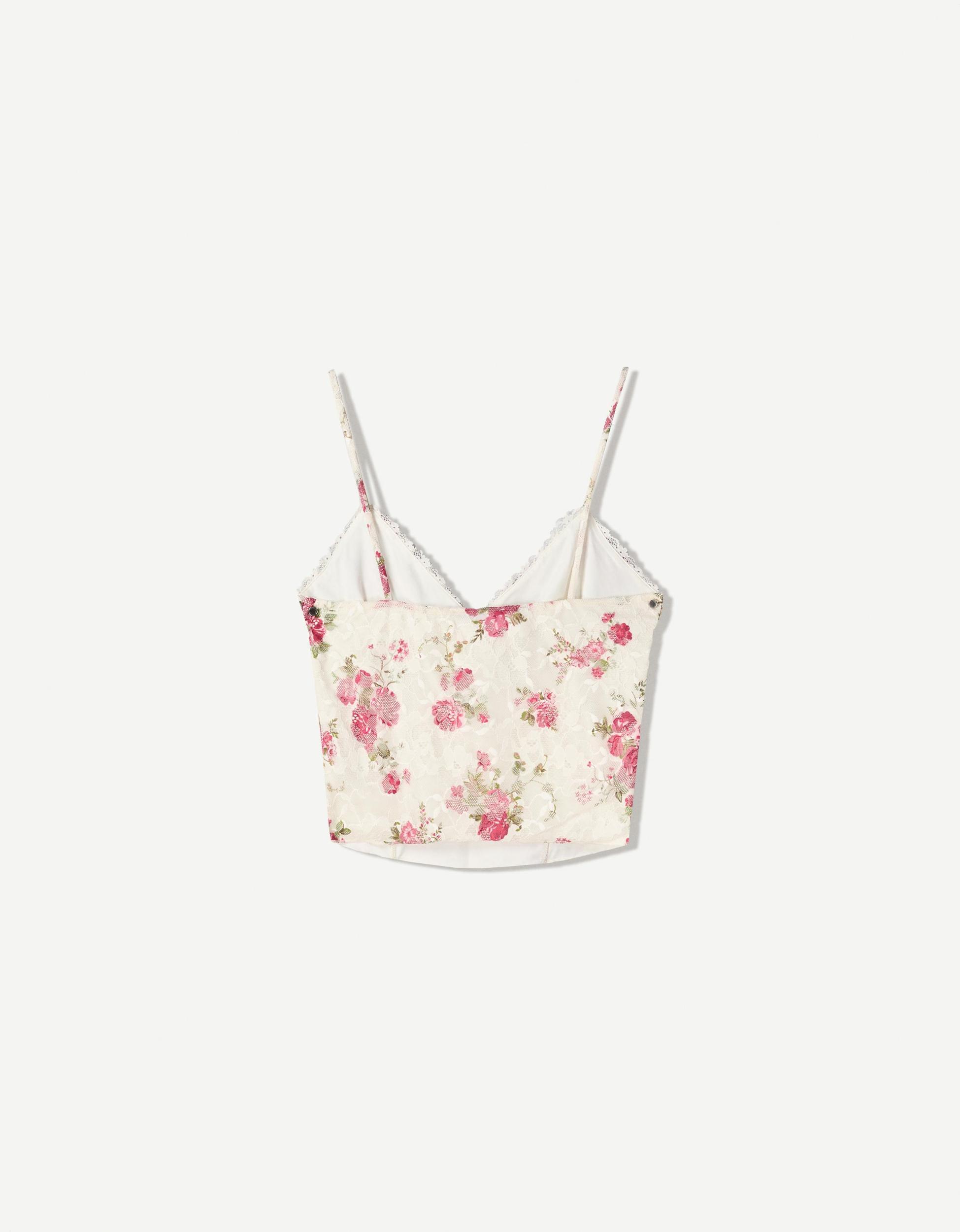 Printed blonde lace top Product Image