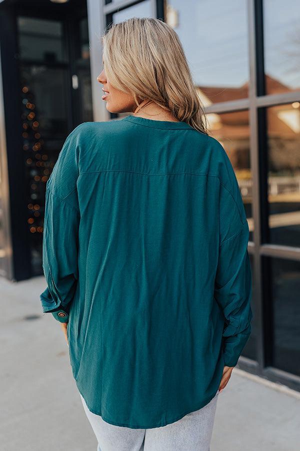 Balcony Nights Shift Top In Hunter Green Curves Product Image