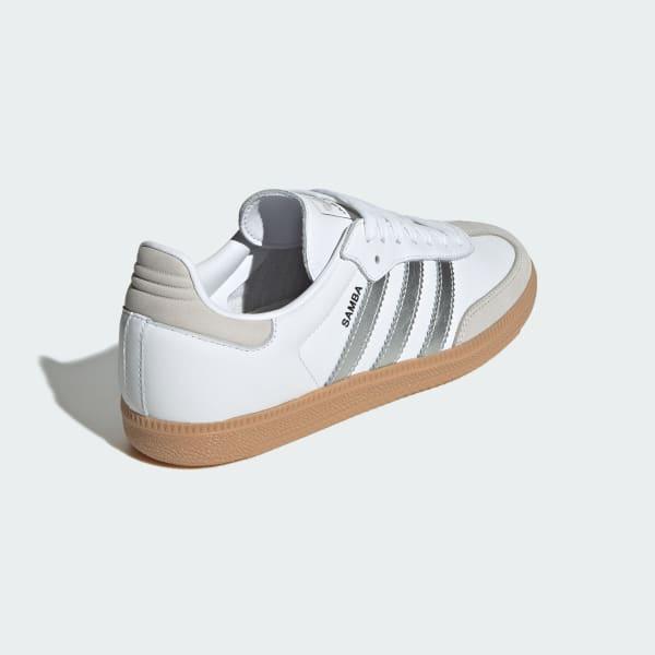 Womens adidas Samba OG Athletic Shoe - Cloud White / Collegiate Green / Grey Two Product Image