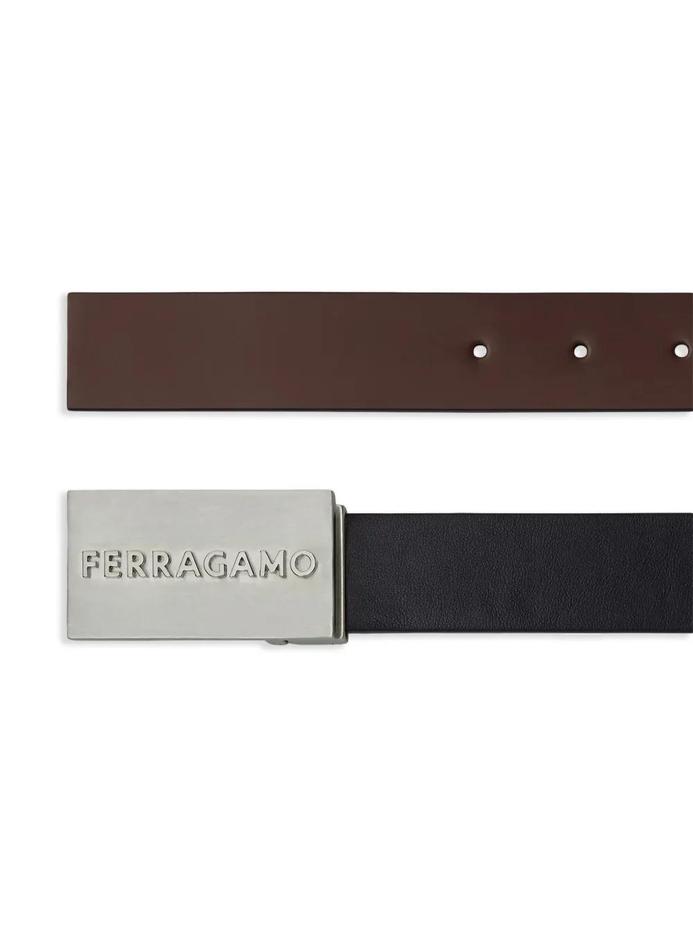 FERRAGAMO Logo-embossed Leather Belt In Brown Product Image