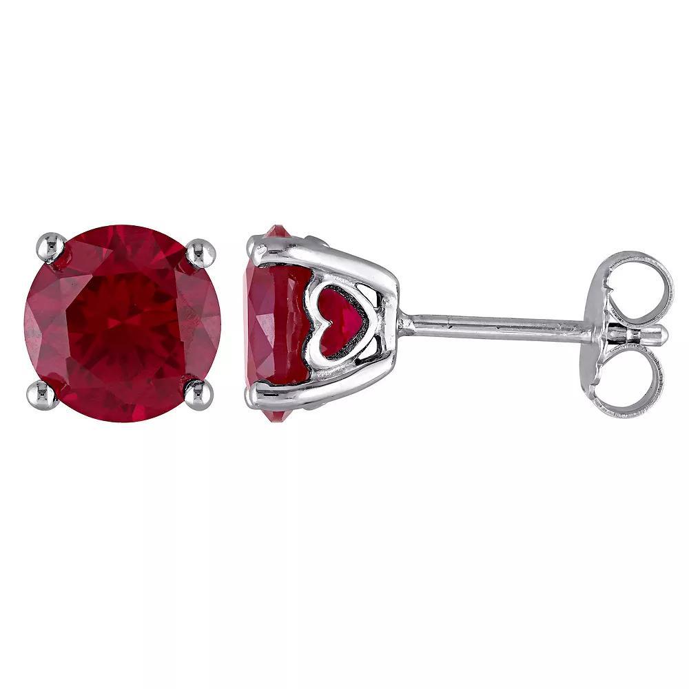 Stella Grace Sterling Silver & Gemstone Round Stud Earrings, Women's, Created Red Product Image