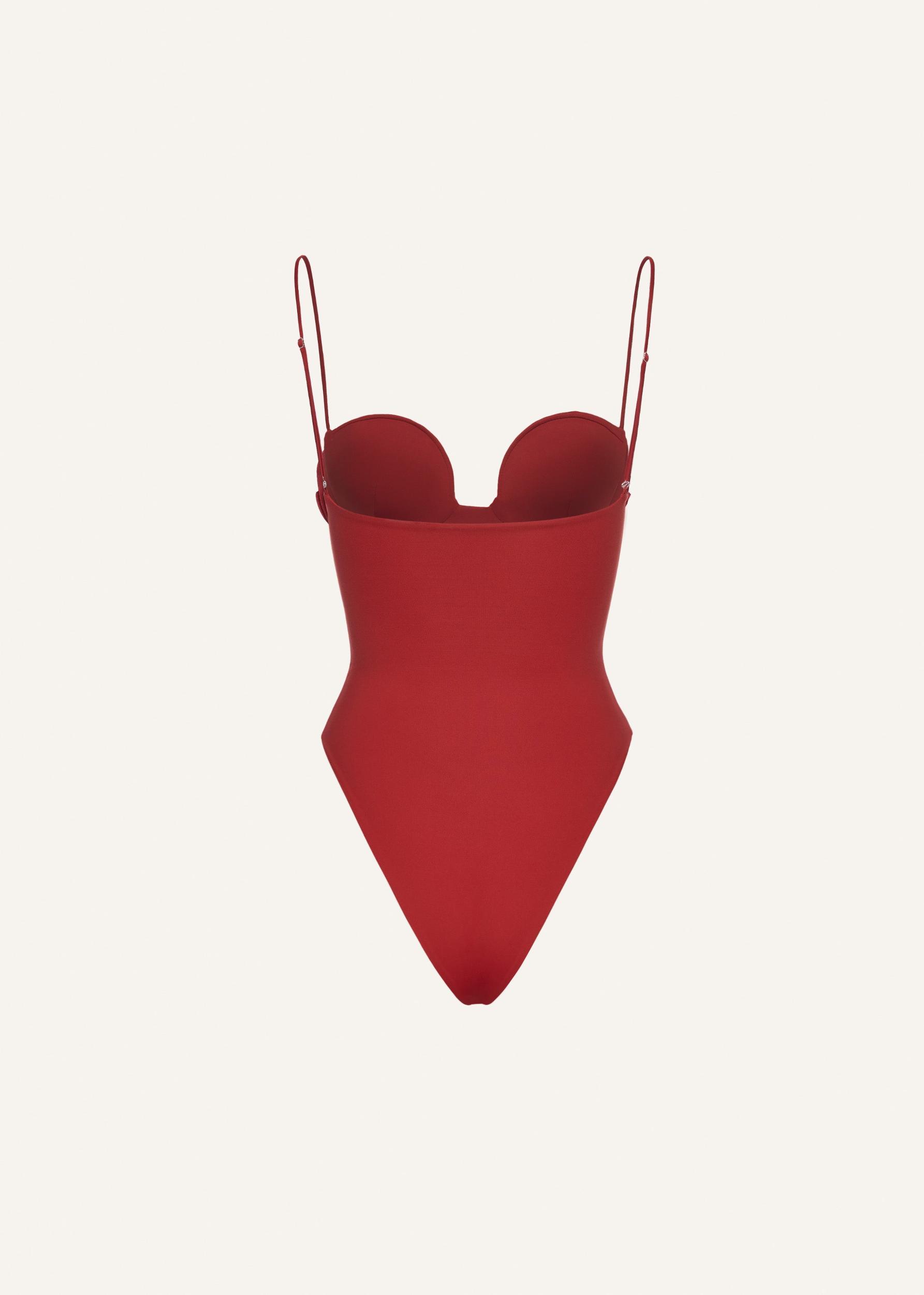 Retro bustier swimsuit in red Product Image