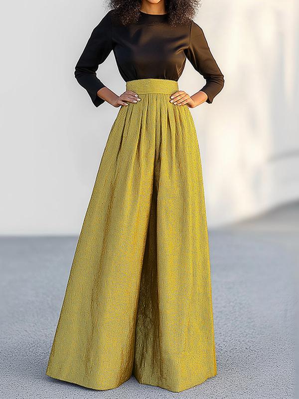 Loose Wide Leg Solid Color Casual Pants Bottoms Trousers Product Image