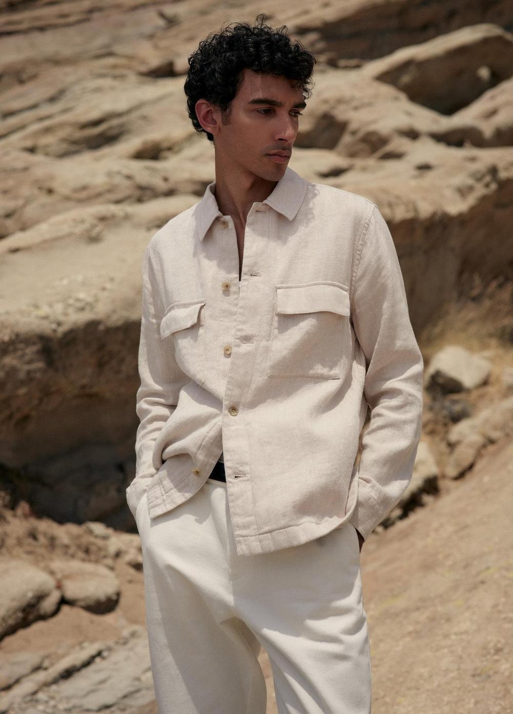 Herringbone Linen-Cotton Shirt Jacket Product Image