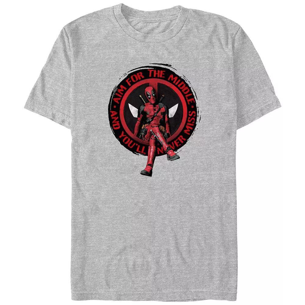 Big & Tall Marvel Deadpool Aim For The Middle Graphic Tee, Men's, Size: XXL Tall, Athletic Grey Product Image