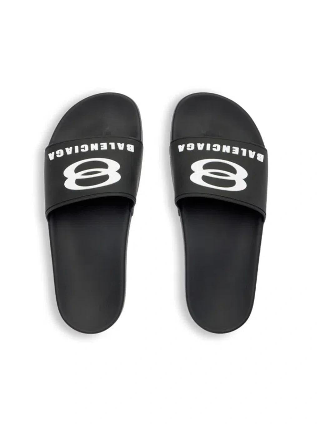 BALENCIAGA Rubber Slide Sandals For The Pool Men In Black White Product Image