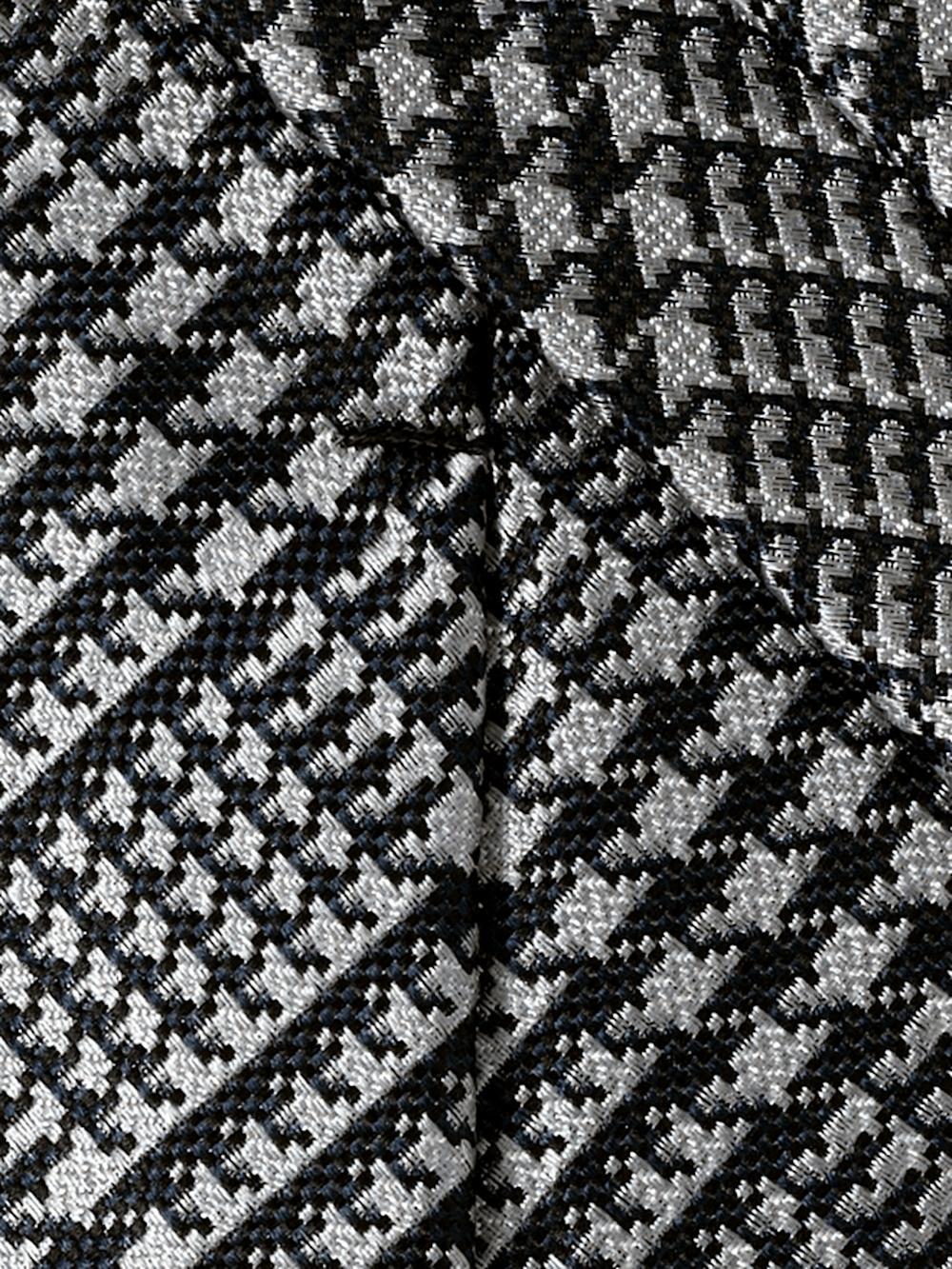 Houndstooth Plaid Woven Silk Tie - Black/grey Product Image