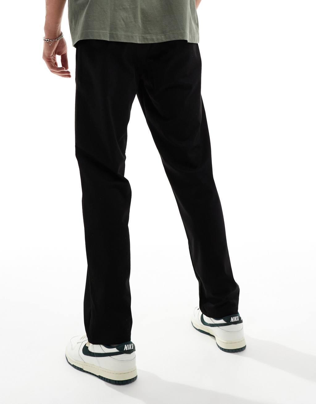 Jack & Jones drawstring tapered pants in black Product Image