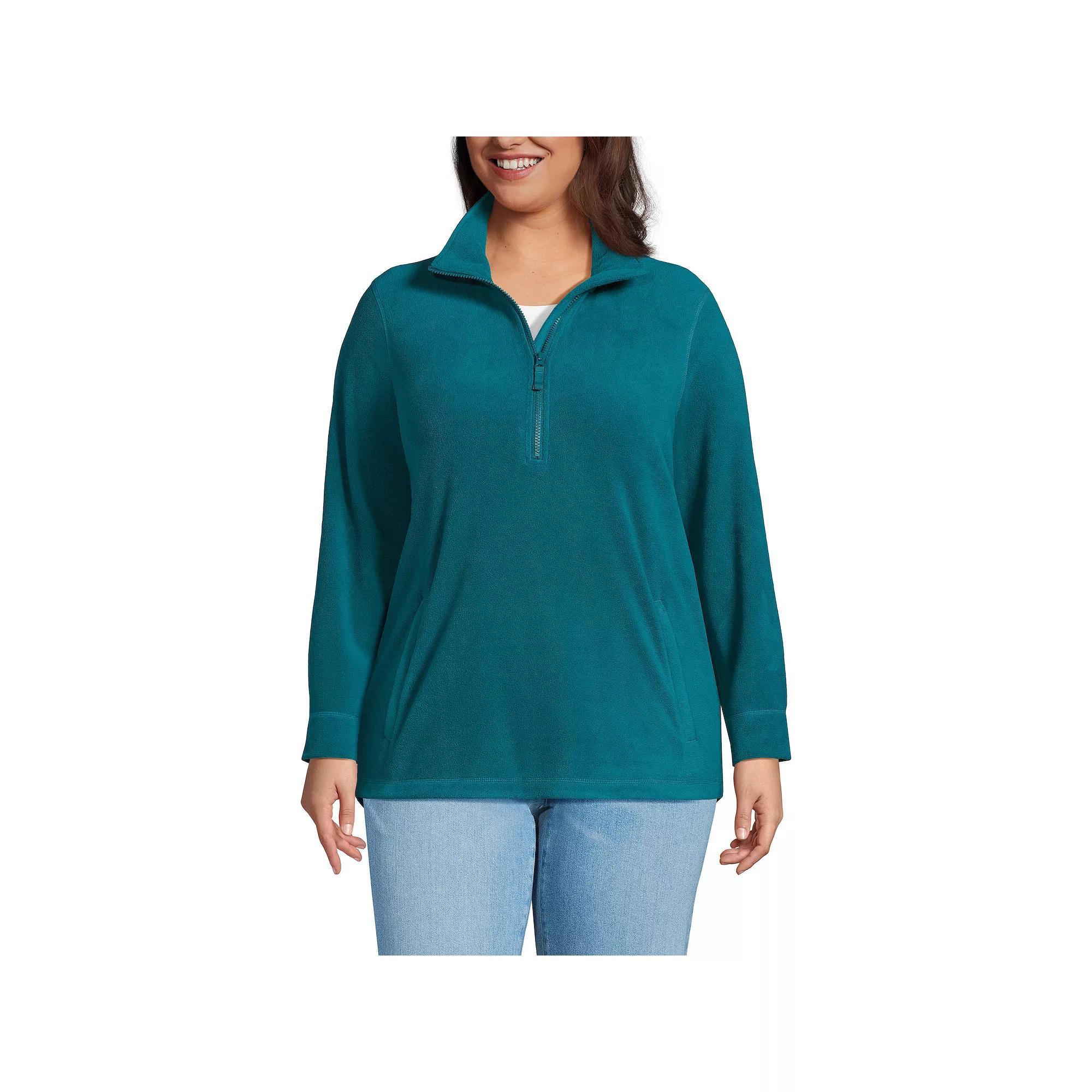 Plus Size Lands' End Quarter Zip Anyweather Fleece Pullover Tunic, Women's, Size: 3XL, White Product Image