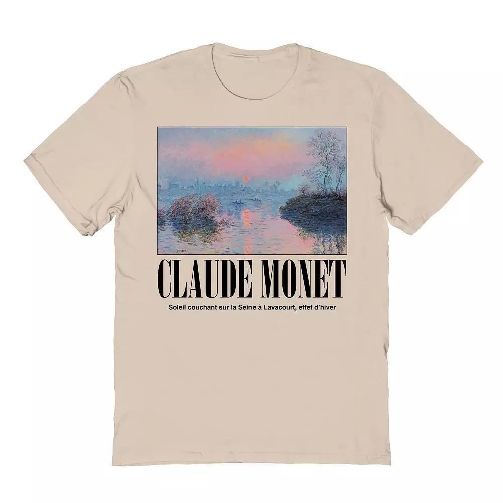 Men's Fine Art - Claude Monet-Soleil Couchant Graphic Tee, Size: Small, Beige Khaki Product Image