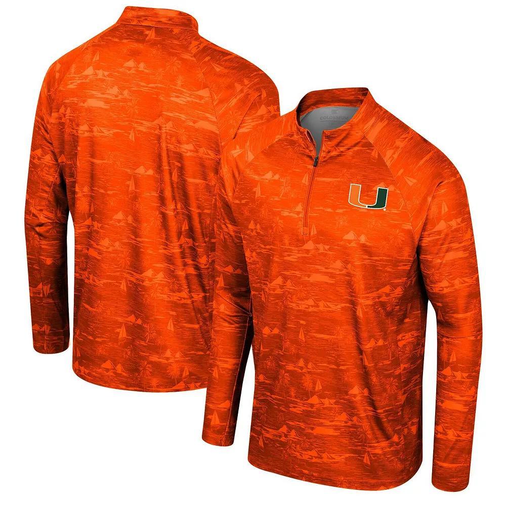 Men's Colosseum Orange Miami Hurricanes Carson Raglan Quarter-Zip Jacket,  Product Image