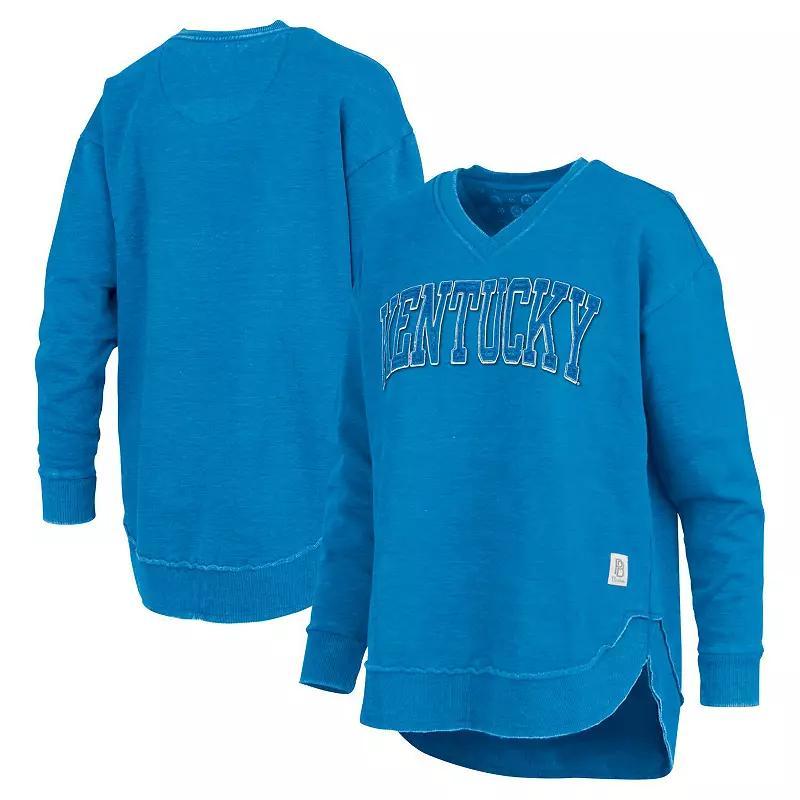 Women's Pressbox  Royal Kentucky Wildcats Westin Poncho V-Neck Pullover Sweatshirt, Size: Small, Blue Product Image