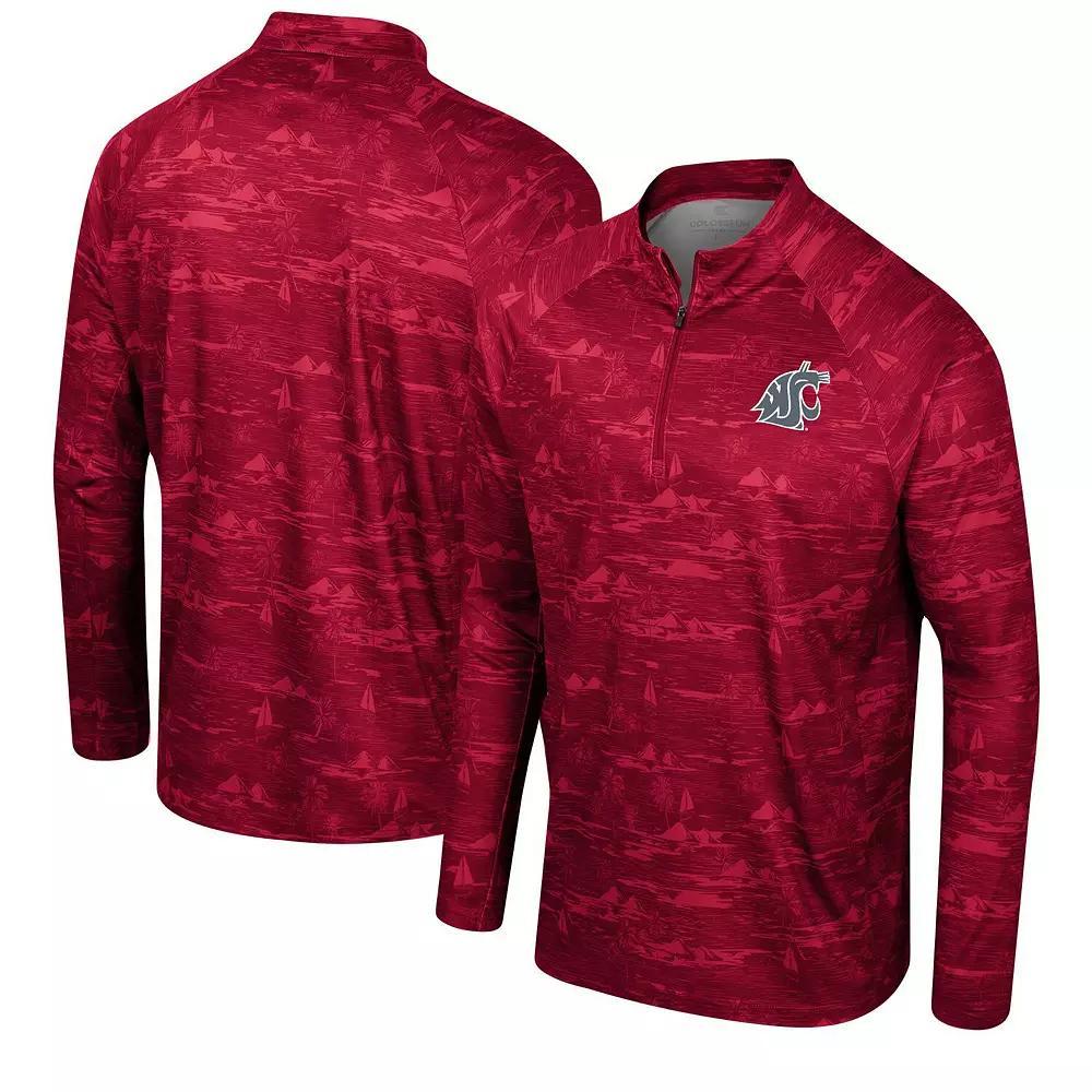 Men's Colosseum Crimson Washington State Cougars Carson Raglan Quarter-Zip Jacket, Size: XL, Wsc Red Product Image