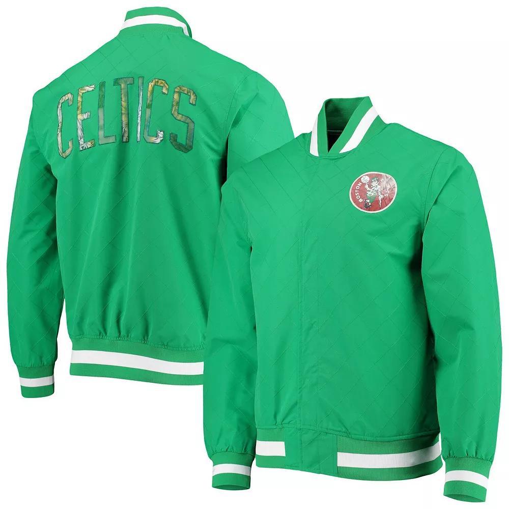 Men's Boston Celtics Kelly Green Mitchell & Ness Hardwood Classics 75th Anniversary Authentic Warmup Full-Snap Jacket,  Product Image