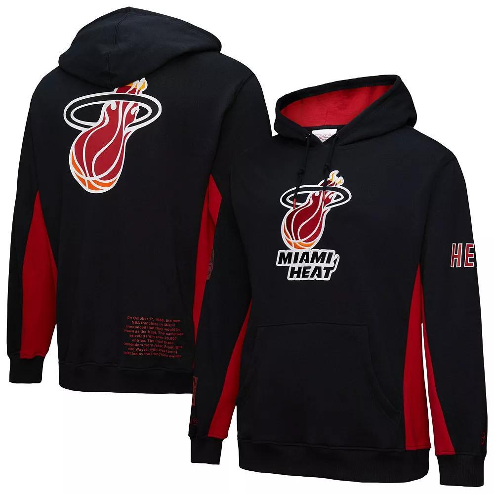 Men's Mitchell & Ness Black Miami Heat Hardwood Classics Team Origins Fleece Pullover Hoodie,  Product Image