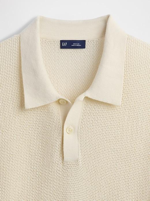Textured Crochet Polo Shirt Product Image