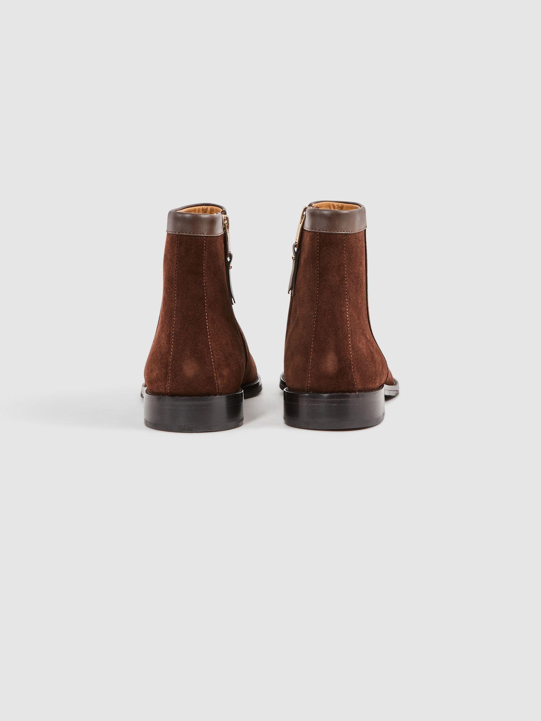 Suede Zip-Through Boots in Brown Product Image