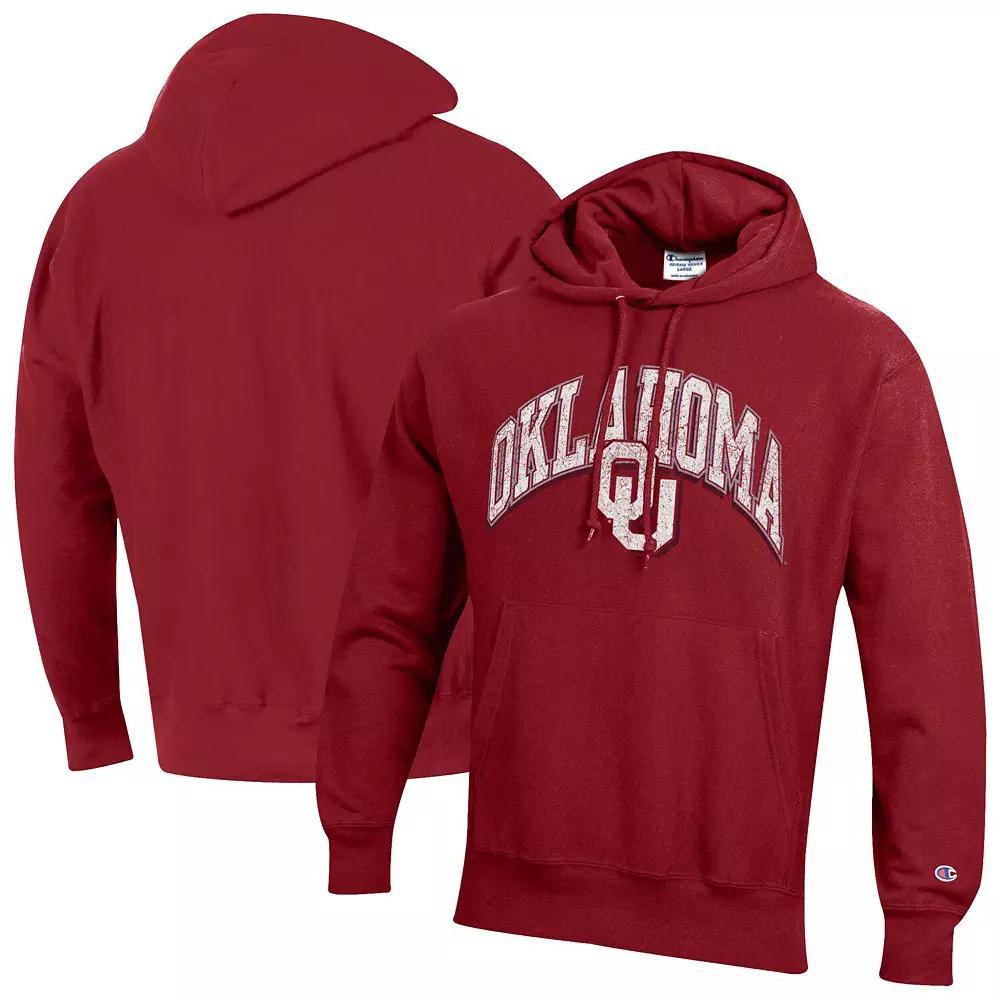 Men's Champion Crimson Oklahoma Sooners Vault Late Night Reverse Weave Pullover Hoodie,  Product Image