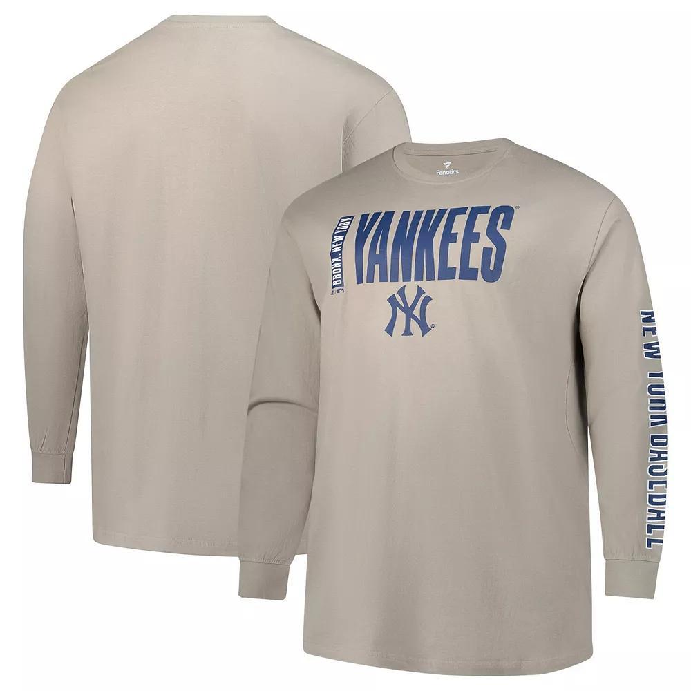 Men's Profile White New York Yankees Big & Tall Two-Hit Long Sleeve T-Shirt, Size: 3XB, Grey Product Image